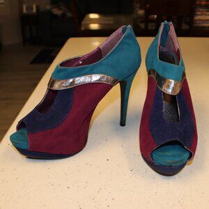 Multi-Colored High Heel Platform Sandals Size 11